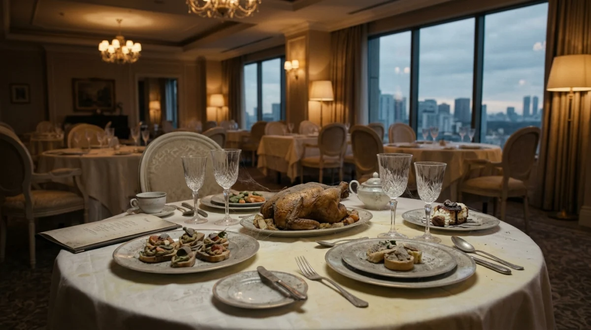 Restaurante de comida tradicional completamente vacío - Piel fotosintetica humana