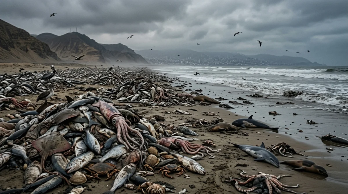 Playa cubierta de millones de criaturas marinas muertas - Oceanos de agua dulce