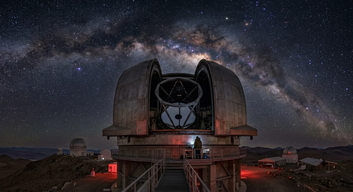 Telescopio gigante apuntando al fondo del universo observable