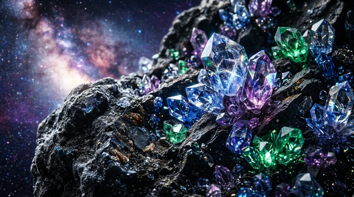 Primer plano de rocas exóticas brillantes y facetadas - Planeta de diamante
