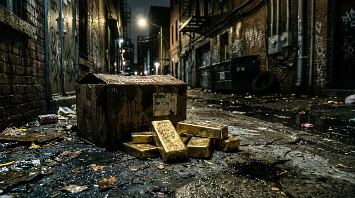 Lingotes de oro abandonados junto a la basura en la calle - Mineria de asteroides