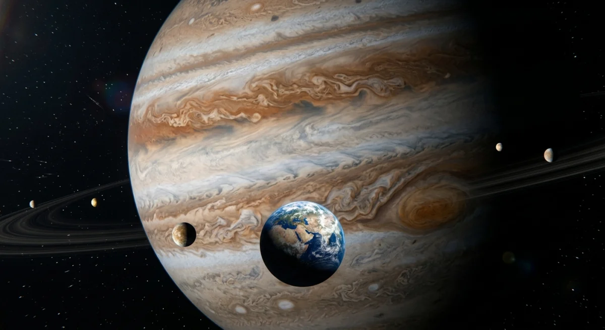 La Tierra vista desde el espacio orbitando cerca de Júpiter