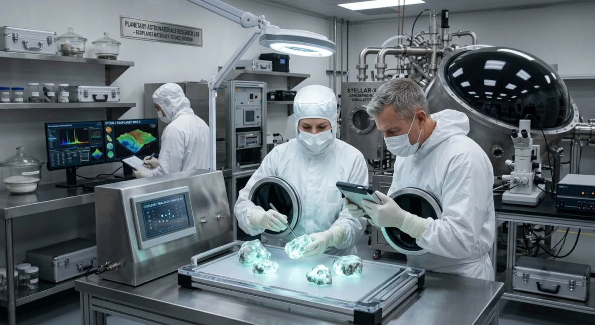 Diamantes espaciales flotando en un laboratorio científico